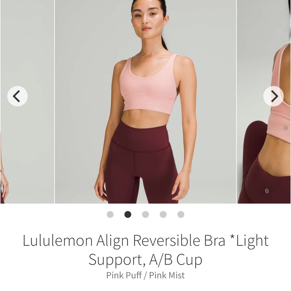 Lululemon Align Reversible Bra  A/B Cup Pink Puff/Pink Mist Sz 6